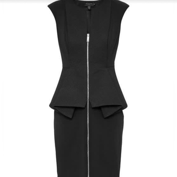 New-Ted Baker Textured Peplum Detail Dress - Picture 2 of 6